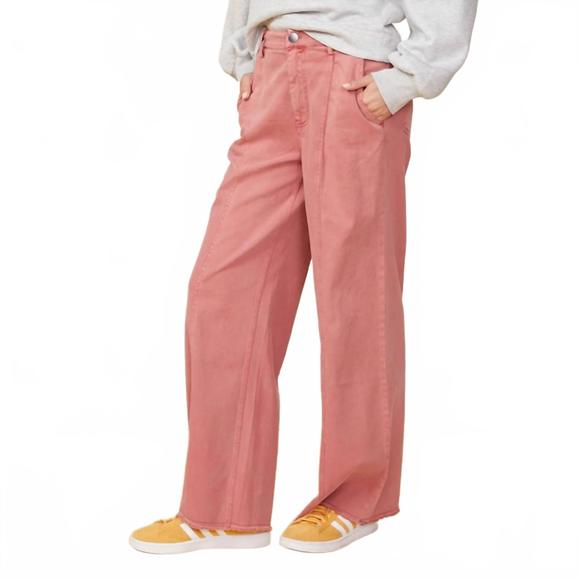 MONROW Pants - NEW MONROW women's soft twill patch pocket pant in pink